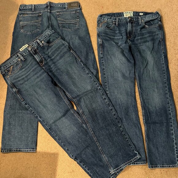 3 pr. Men's Ariat M7 Slim Fit Straight Leg 36x32 Jeans - Picture 1 of 2